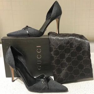 Vintage Gucci Black Monogram Size 7 Women’s Pumps